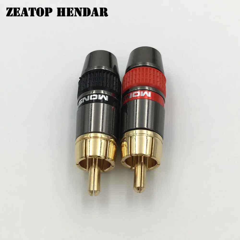 8Pcs DIY RCA Plug HIFI Gold plated Audio Cable RCA Male Audio Connector