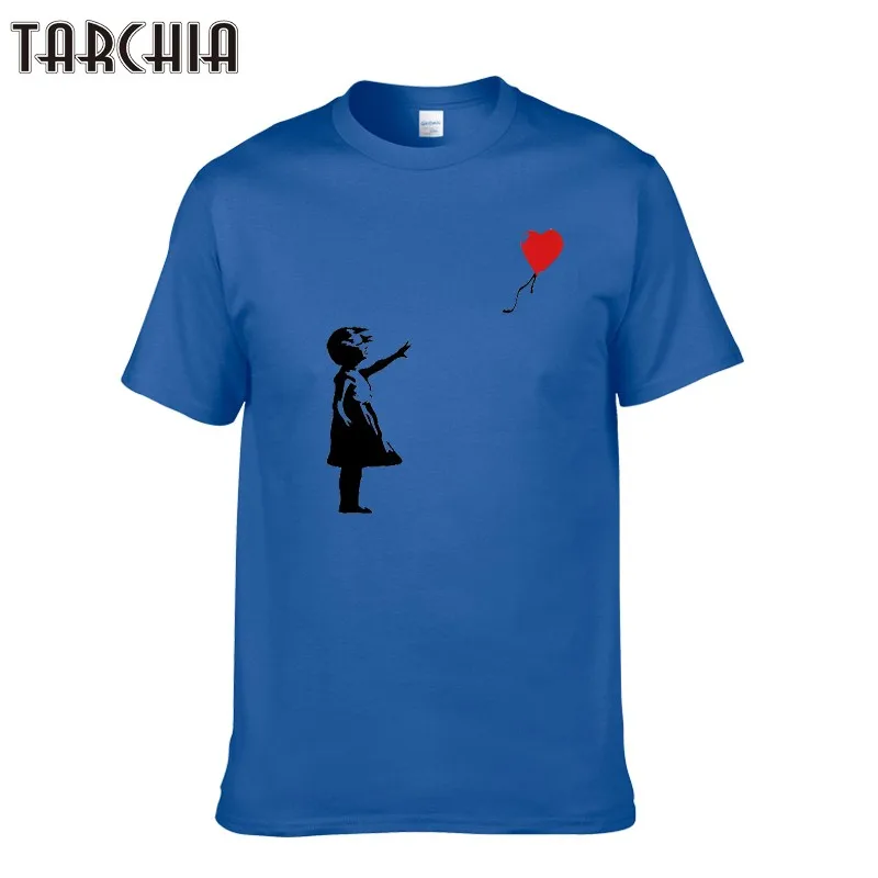 TARCHIA/Новое поступление, футболка, хлопковые топы, футболки kcco, с воздушным шаром, для девочек, Бэнкси, для мужчин, с коротким рукавом, для мальчиков, повседневная, homme, футболка, плюс мода