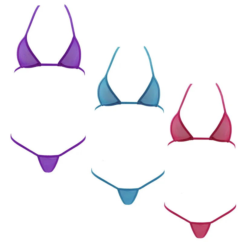 

Extreme Micro Bikini Set Women Mini Triangle Bathingsuit Bandage Cotton Mesh Transparent Hot Sexy Erotic Lingerie Underwear