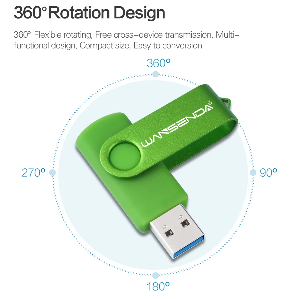 Wansenda флеш-накопитель USB 3,0 U диск 128 Гб 64 ГБ 32 ГБ 16 ГБ 8 ГБ 4 ГБ высокоскоростной флеш-накопитель вращающийся дизайн карта памяти флешка