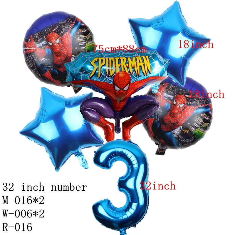 GOGO paity 6 шт./лот шары с изображениями Человека-паука 32 дюймов номер набор воздушных шаров "Человек-паук" Вечерние надувные гелиевая фольга Воздушные шары День рождения - Цвет: blue 3