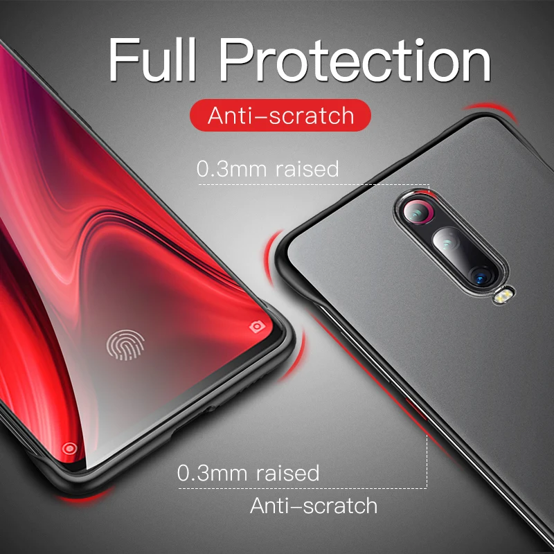 Чехол для Redmi K20 Pro Бескаркасный Прозрачный матовый металлический ударопрочный