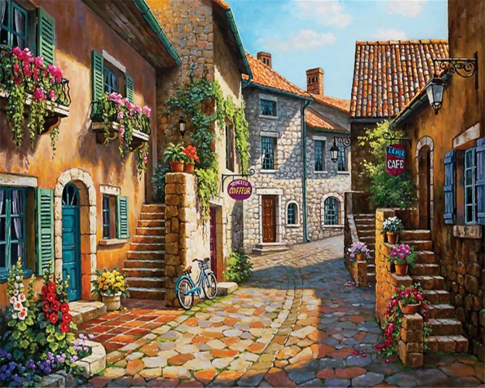 Beibehang Hd Oil Painting Wallpaper Suitable For Indoor National Town  Landscape Oil Painting Background Wall Papel De Parede - Wallpapers -  AliExpress