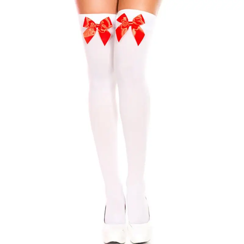 Студенческие Школьные носки для девочек, модные сексуальные чулки для женщин, эластичные кружевные Гольфы с бантом, женские длинные гольфы - Цвет: WD0131A