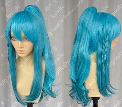 The heroine of AKB0048 blue curly cosplay wig |