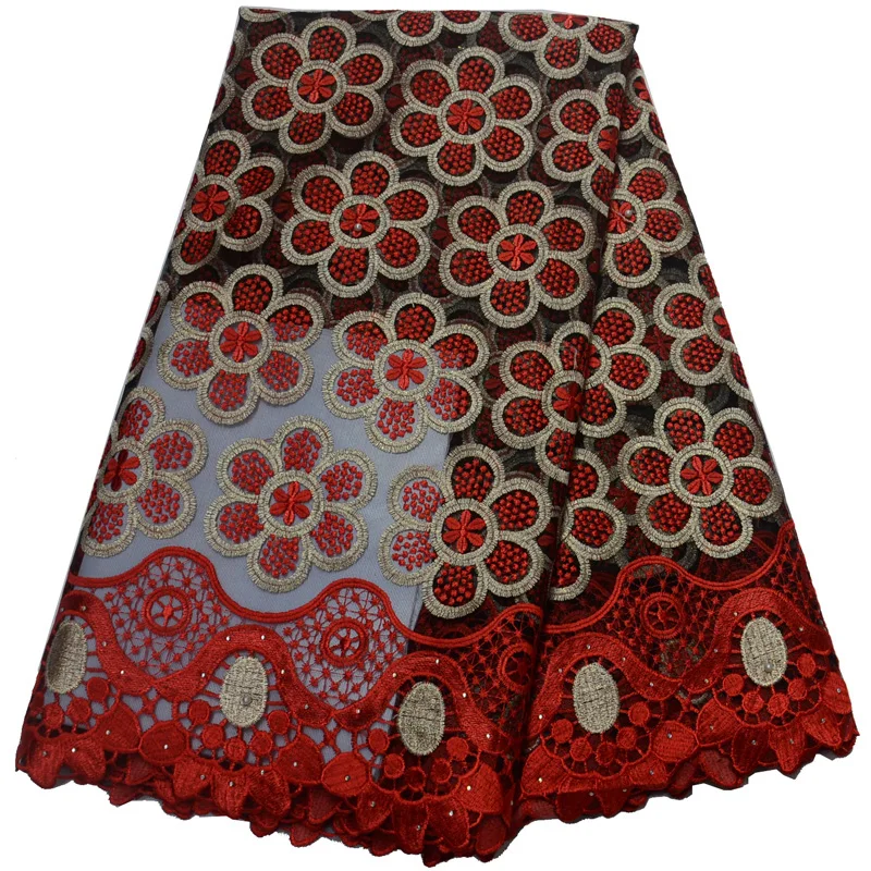 

Free shipping (5yards/pc) Black red African French net lace fabric with beautiful flowers embroidery for party dress FLP886