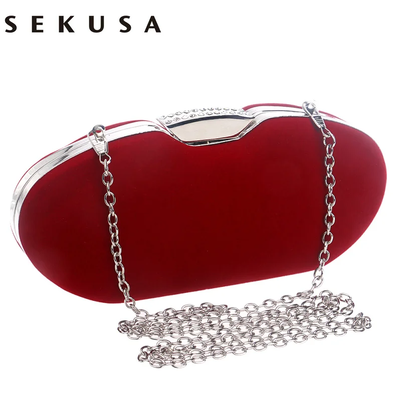 Crystal evening bags clutch women evening bag diamonds velvet black red handbags chain shoulder ...