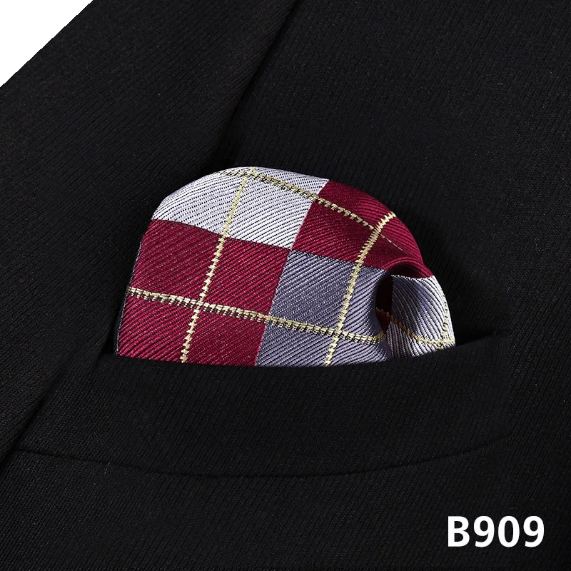 Горошек проверьте мужчин Silk Pocket Square Hanky Свадьба платок# B9 платок классический свадьбу - Цвет: B909