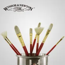8 шт. Windsor& Newton щетины волос фундук головка щетки+ плоская головка щетки+ Вентилятор голову маслом кисти набор, деревянная ручка