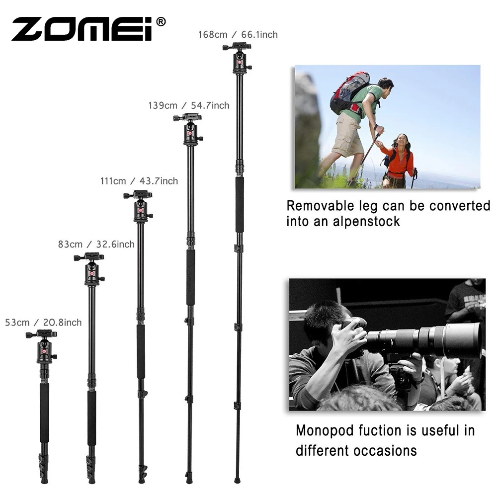 Zomei M7 дорожный компактный штатив с шаровой головкой БЫСТРОРАЗЪЕМНАЯ пластина DSLR штатив монопод подставка для камеры Canon Nikon sony DSLR DV