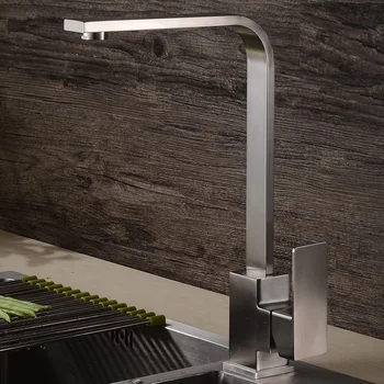 

360 degree rotating Black kitchen basin faucet hot and cold water304 Stainless Steel Square Faucet deck mounted sink mixer taps