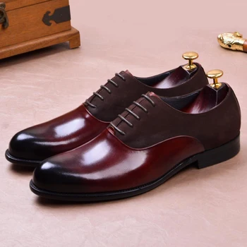 

Fashion Man Formal Dress Quarter Brogue Shoes Genuine Leather Handmade Wedding Party Oxfords Round Toe Men's Footwear SS356