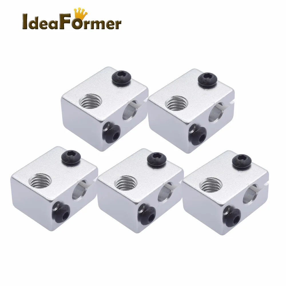 

IdeaFormer 5pcs 3D Printer Aluminium Heat Block V6 J-head RepRap MK7 or MK8 Kossel and Prusa i3 Extruder 3d Printer Accessories