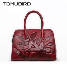 Tomubird 2017 nuevo diseño de cuero de vaca en relieve superior famosa marca mujeres bolso de totalizador de la manera bolso de cuero genuino de las mujeres