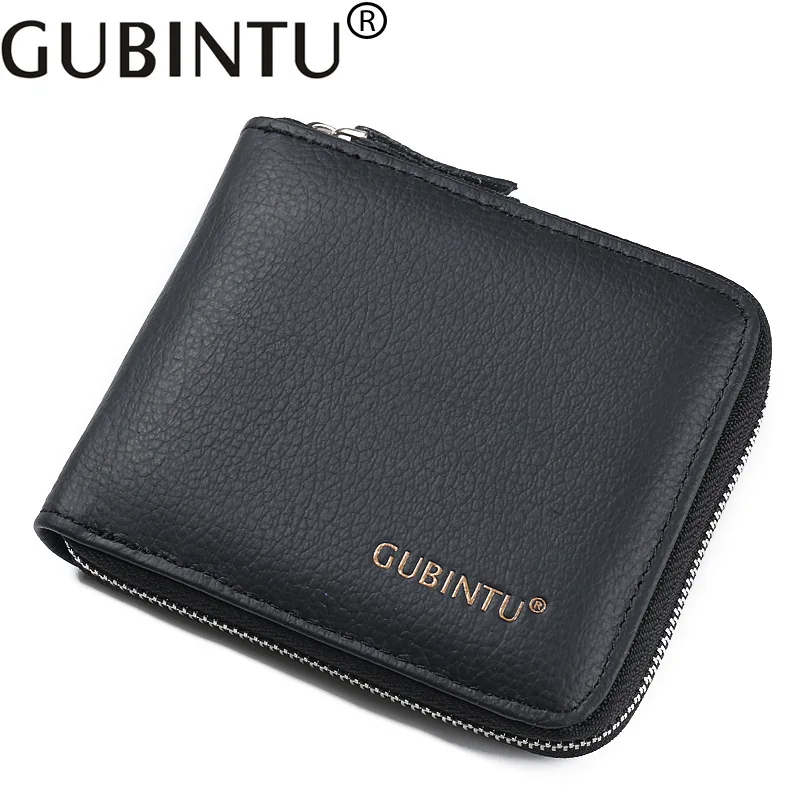 GUBINGTU Новое поступление мужские кошельки 100% натуральная кожа на молнии с