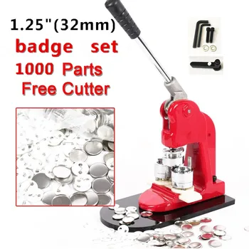 

best sell 32mm (1.25") button maker kit pin badge sets button making machine with 1000pcs press badge pins