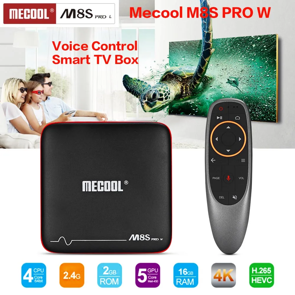 Mecool M8S PRO W голос Управление Смарт ТВ Box Android 7 1 Amlogic S905W 2 Гб оперативной памяти 16