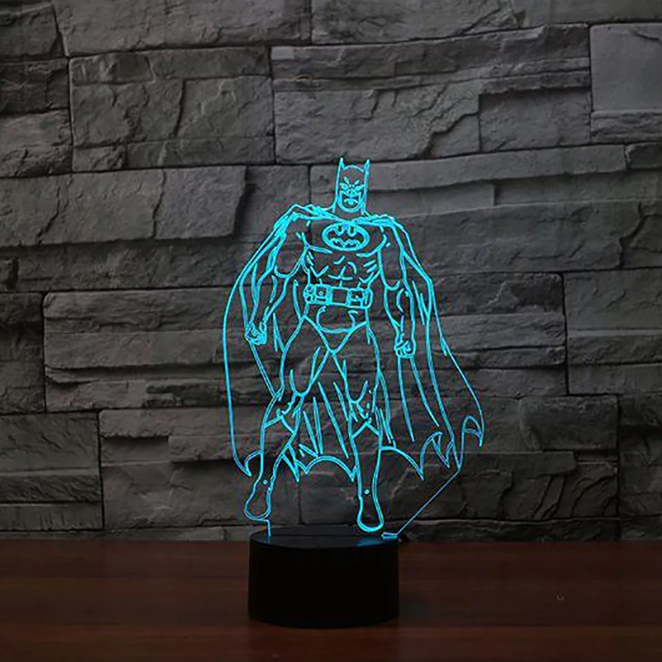 3D Бэтмен Моделирование настольная лампа 7 цветов Изменение Супер герой Звездная ночь светодиодный сенсорный переключатель Освещение
