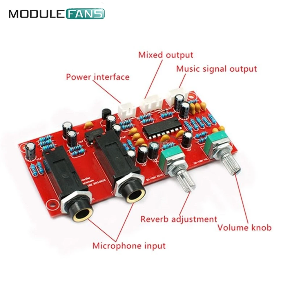 PT2399 цифровой микрофон усилитель доска караоке пластина реверберации предусилитель ревербератор набор компонентов DC 12 V-24 V NE5532