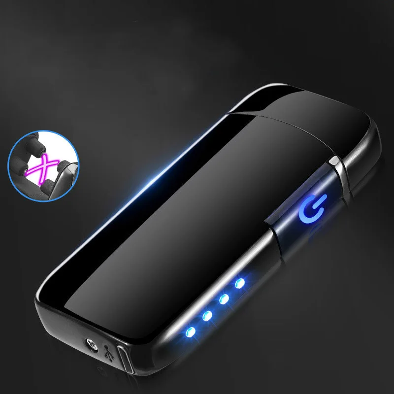 

Double arc lauquer fingerprint touch induction USB charged electric quantity display windproof lighter zinc alloy