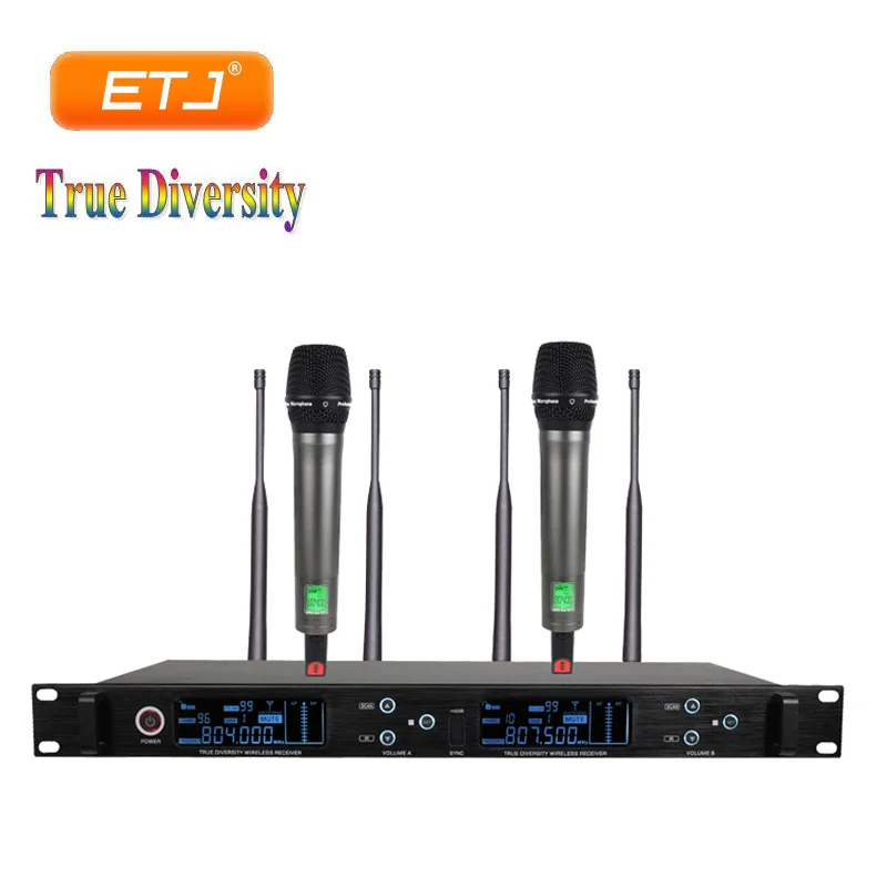 

True Diversity Professional UHF Wireless Microphone 2 Transmitter 4 Receiver Stage Performance Microphone 900D