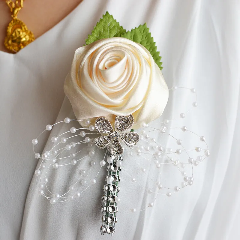 Kyunovia свадебные корсаж искусственный цветок брошь свадебная бутоньерка Жених невесты Groomsmen цветы бутоньерка FE21