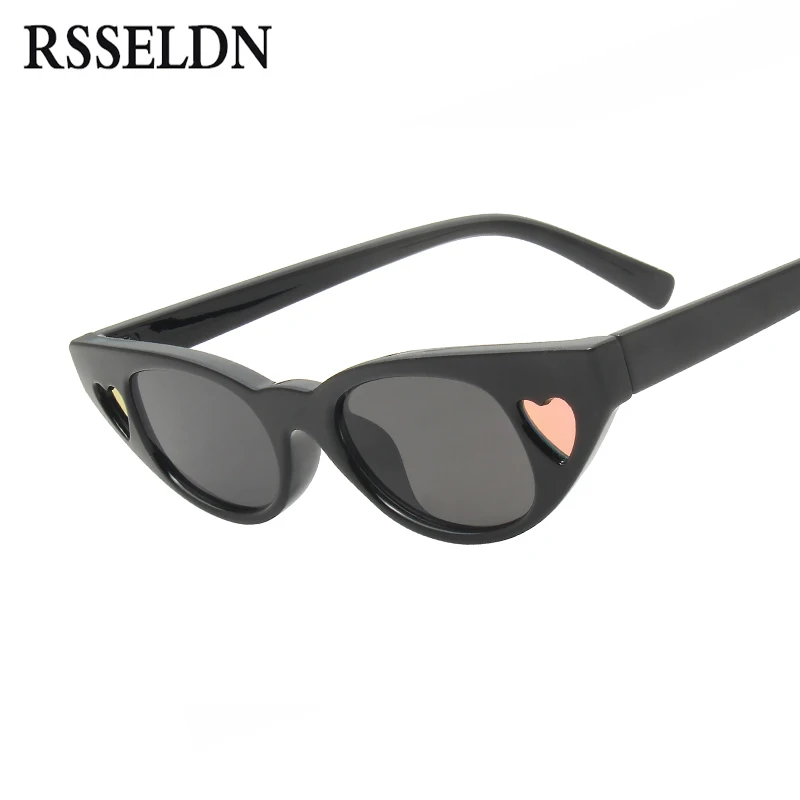 RSSELDN Fashion Cat Eye Sunglasses Women Vintage Narrow Frames Small