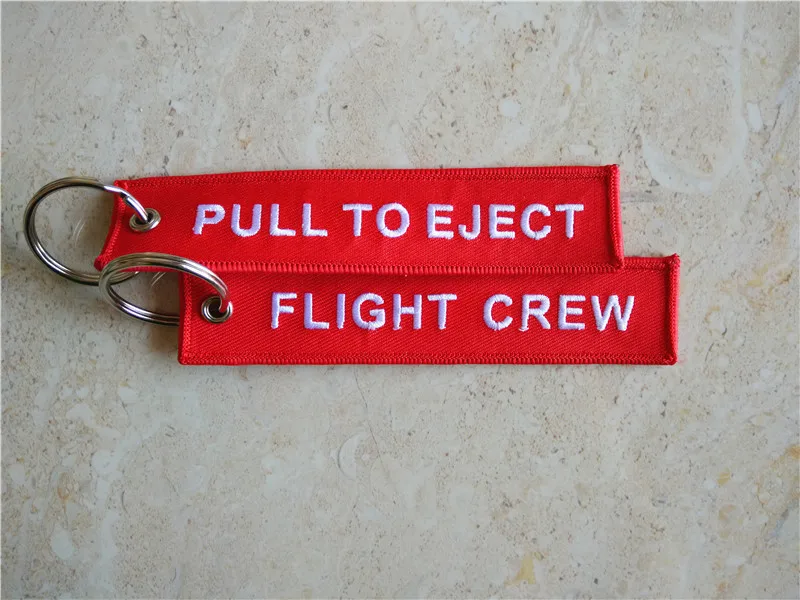 

Pull To Eject Flight Crew Fabric Embroidery Keychain Fob Key Ring