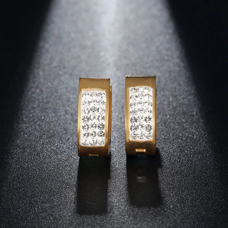 Gold Маленькие серьги-кольца для женщин высокое качество золотистый/Серебристый Нержавеющая сталь кубический цирконий женские ювелирные изделия модный подарок - Окраска металла: Gold