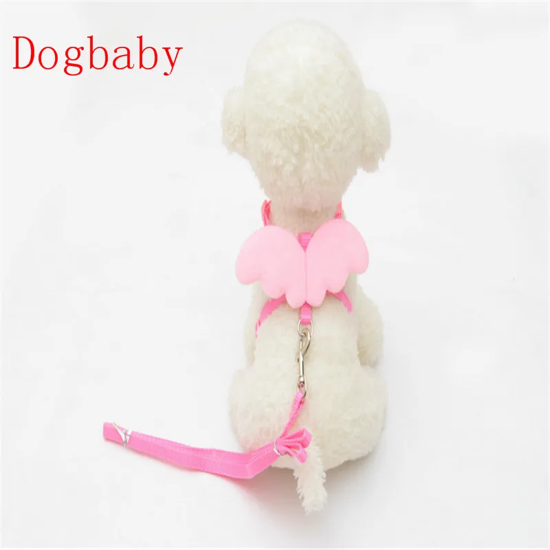 

dog collar and leash set Cute Angel Pet Dog Leads Small Pet Designer Wing Adjustable Harness Pet supplies 2017 Summer Fashion
