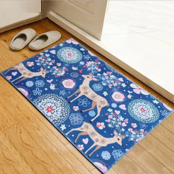 

3D Embossing Floor Bathroom Mats Bedroom Kitchen Living Room Rug Bathroom Door Anti-slip Crystal Velvet Door Mat