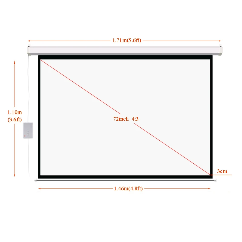 4:3 электрический проектор экран pantalla proyeccion для светодиодный ЖК-дисплей HD фильм моторизованный проекционный экран 72 84 100 дюймов