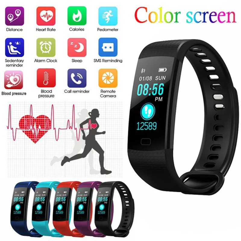 

Original Y5 Smart Bracelet Rate Blood Pressure Monitor fitness bracelet Smart Band fitness tracker PK mi band 3 xiaomi mi band 3