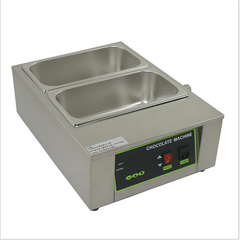 Water Heating 2 Cylinder Stainless Steel Electric Melting Chocolate Furnace Machine Chocolate Melting Stove Pot For Commercial single cylinder commercial chocolate melting machine fy qk 620 stainless steel chocolate melting pot 220v 1pc
