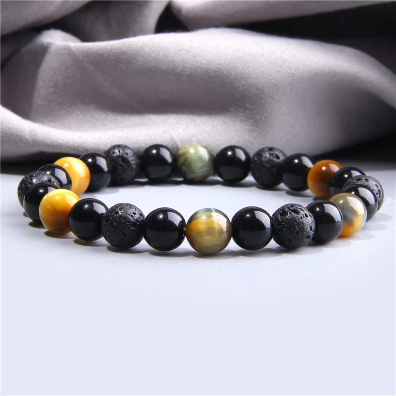 

Natural Black Lava Stone Hematite Tiger Eye Beads Bracelets Men for Magnetic Health Protection Women Jewelry Pulsera Hombre