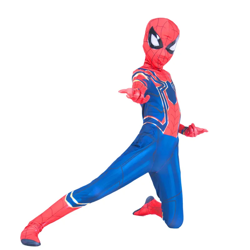 New Child Boys Lycra Spandex Iron Spiderman Avengers Infinity War Kids 2018 Spider-Man Jumpsuit Halloween Party Cosplay Costume