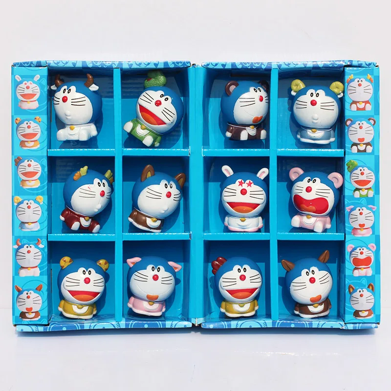 

12pcs/set Doraemon Zodiac Toys PVC Action Figures Doll Colection Model Toy Kids Birthday Gifts
