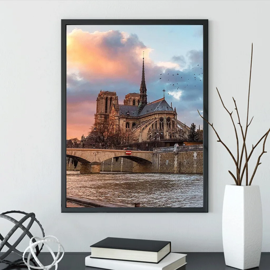 5D Алмазная мозаика 40*30 см полностью квадратная для рукоделия Париж Биг Бен башня