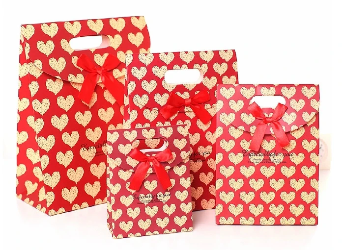 Specially For You Red Heart Shape Paper Gift Bag Festival Bags Wedding Wholesale Price Free Shipping |