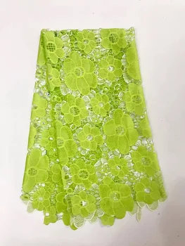 

Embroidery Design African Cord Lace Fabric High Quality Nigeria Wedding Dress Lace Water Soluble Guipure Lace Fabric Royal green