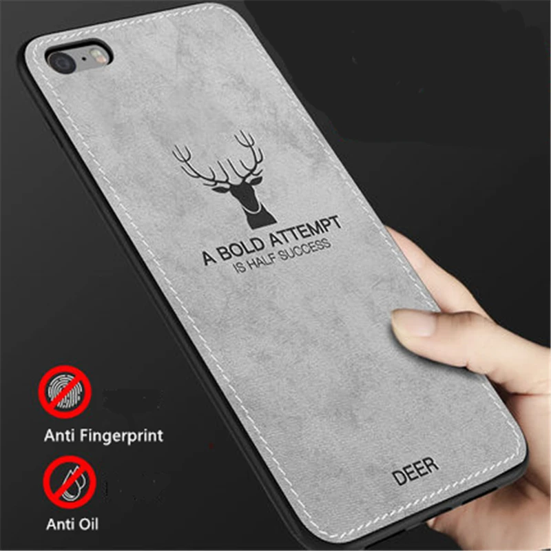 

For iPhone 5 5s se Cloth Texture Case For iPhone 5 SE 5S 4'' Embossed Deer Pattern Protector Back Cover 1Pcs