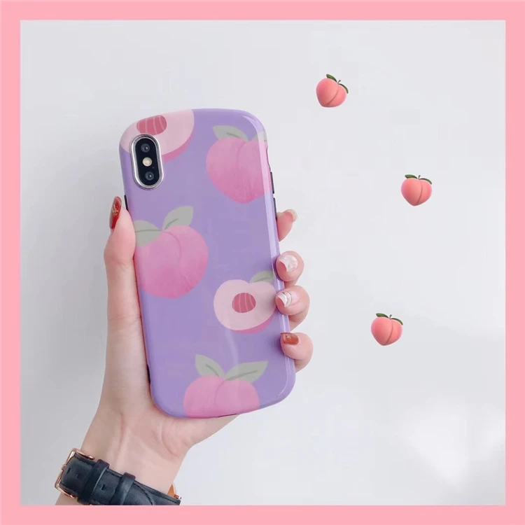 

Lovely Pink Peach Arc Phone Cases For iphone X XR XSMAX Case For iphone 8 7 Plus Back Cover Smooth Soft IMD Cases Capa