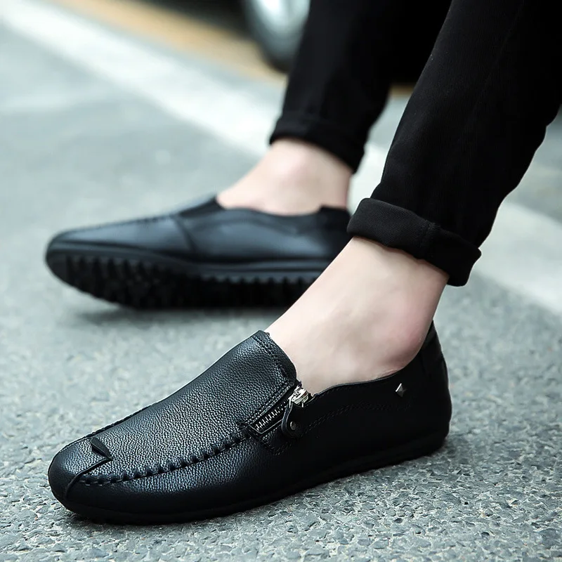 

2019 Fashion Men Casual Shoes Male Breathable Soft Peas Driving Shoes Adult Lazy Man Sneakers Slip On Flats Walking Footwear
