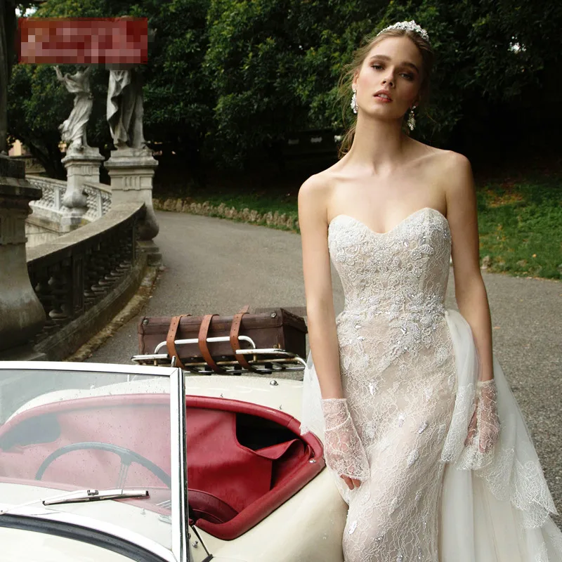 

sexy backless casamento sheath lace wedding dress sweetheart tiered Train 2016 new design beaded bridal bride dresses vestidos