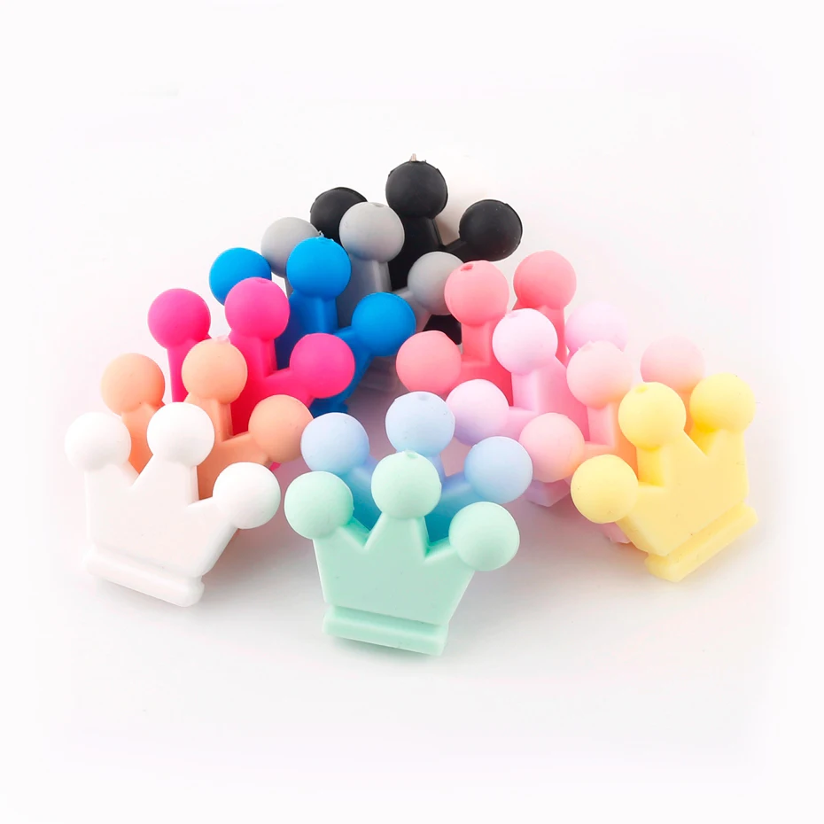 10PC Baby Silicone Teether Crown Silicone Beads For Pacifier Chain Chewing DIY Crafts Beads Necklace Pendant Kid Products Toys