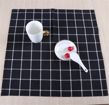 

1 PC Tea Towel Reusable Kitchen Textile Black plaid Tea Cloth Dining Table Decoration Modern Style Cotton Home Use Kitchen Towel