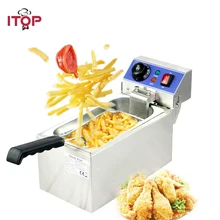 Electric 6L Fryer Commercial Home Use French Fries Commercial 2000W Stainless Steel Countertop Deep Fryer Single Tank Basket Electric 6L Fryer Commercial Home Use French Fries Commercial 2000W Stainless Steel Countertop Deep Fryer Single Tank Basket