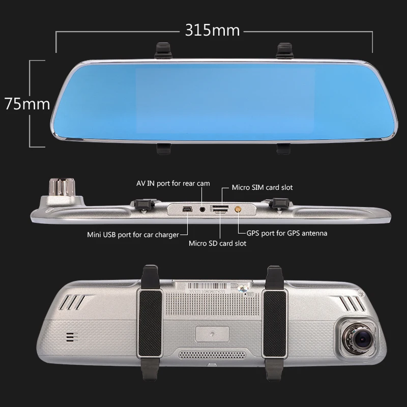 Phisung V200 DVR 3g Android gps 7.0in зеркало заднего вида камера Встроенная память 16 Гб ночного