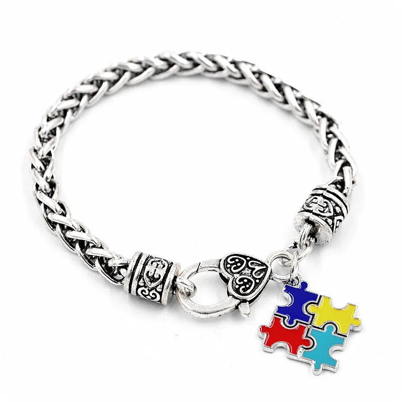 Autism autistic awareness puzzle piece charm BRACELET gift bangle jewellery AB4 
