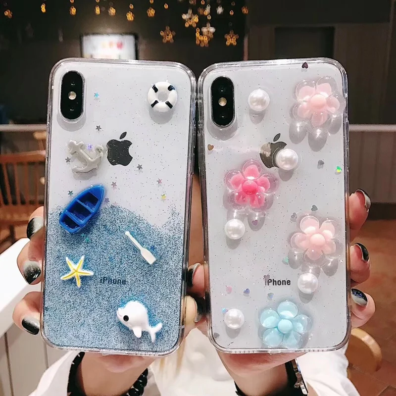 Прозрачный 3D чехол для iphone 12 11 Pro Max XS MAX XR X 6 S 7 8 Plus SE 2020 блестящий с изображением